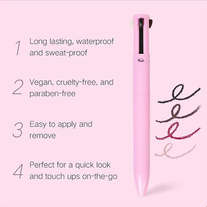 4-in-1 Makeup Pen | Waterproof Eyebrow Eyeliner Lip Liner Highlighter | Long Lasting Vegan | UAE KSA