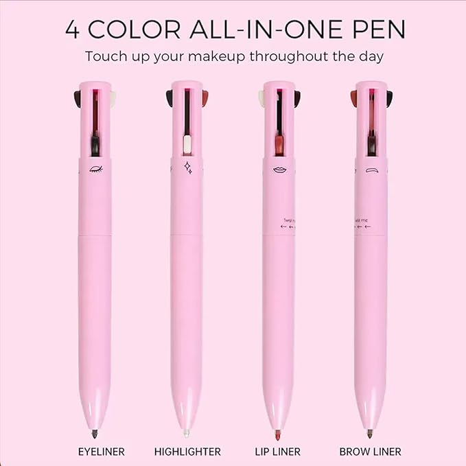 4-in-1 Makeup Pen | Waterproof Eyebrow Eyeliner Lip Liner Highlighter | Long Lasting Vegan | UAE KSA
